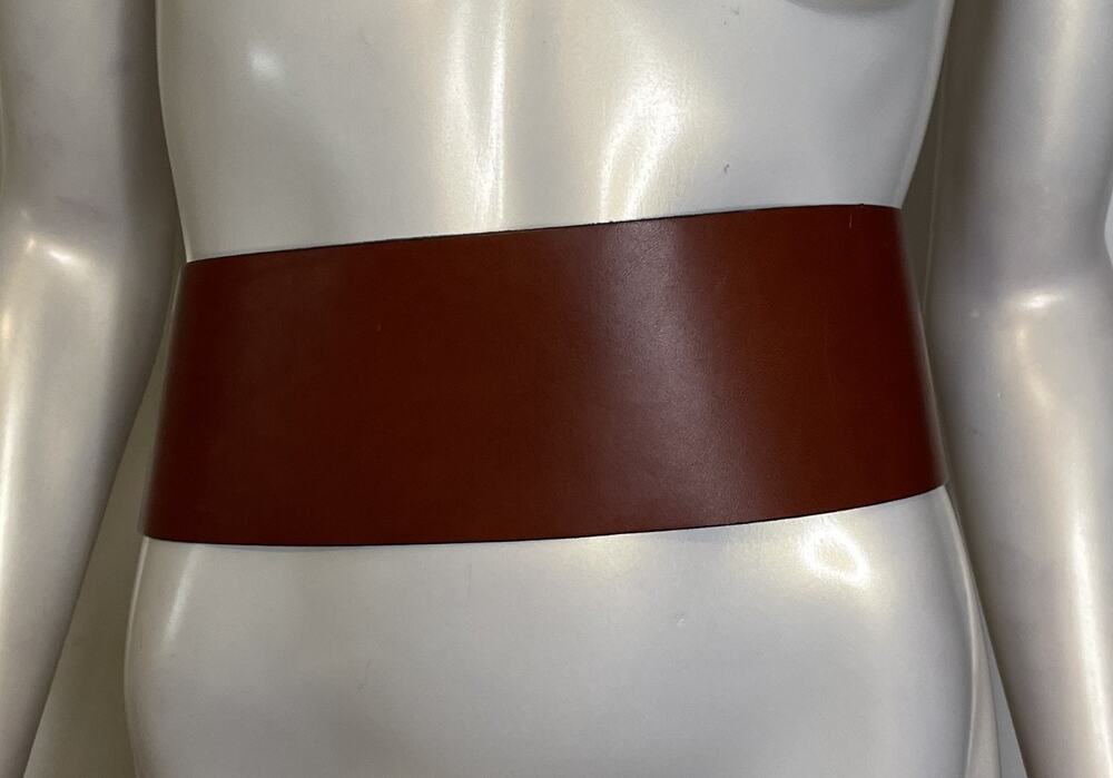 Vintage Mulberry Brown Wide Leather Belt NWT 30 - 32" NOS Back Back Adjustable
